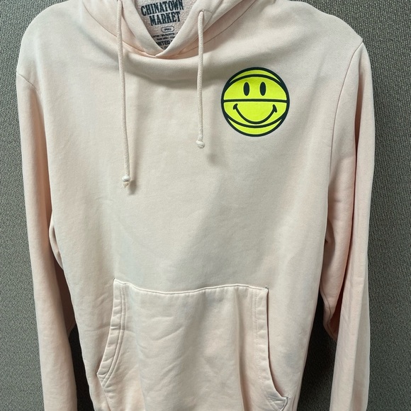 Men Peach Hoodie with Smiley Face Graphic - Picture 5 of 9
